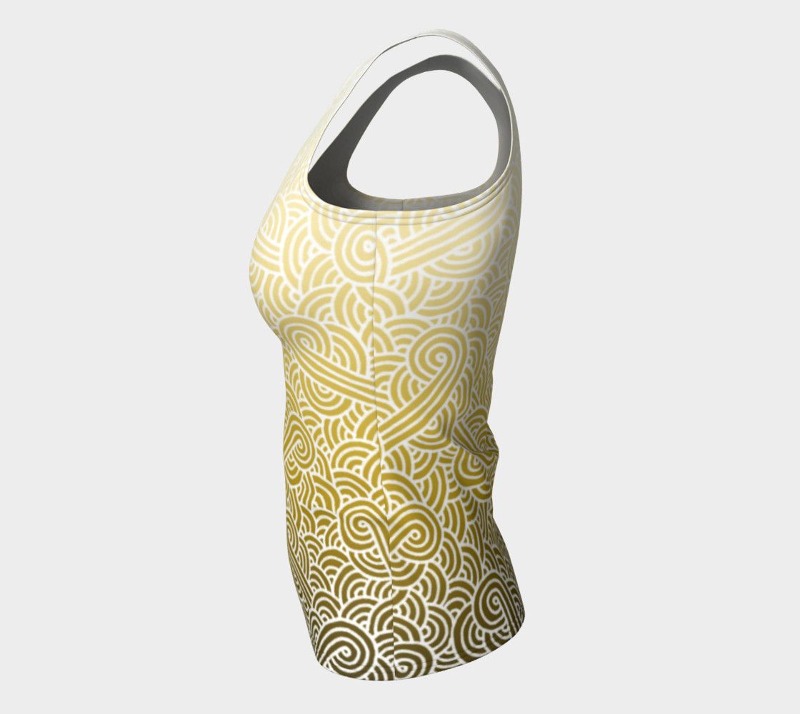 Ombre yellow and white swirls doodles Fitted Tank Top preview #7