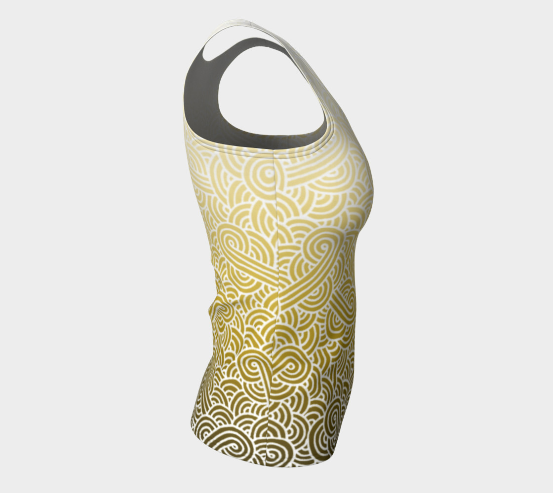 Ombre yellow and white swirls doodles Fitted Tank Top preview #8