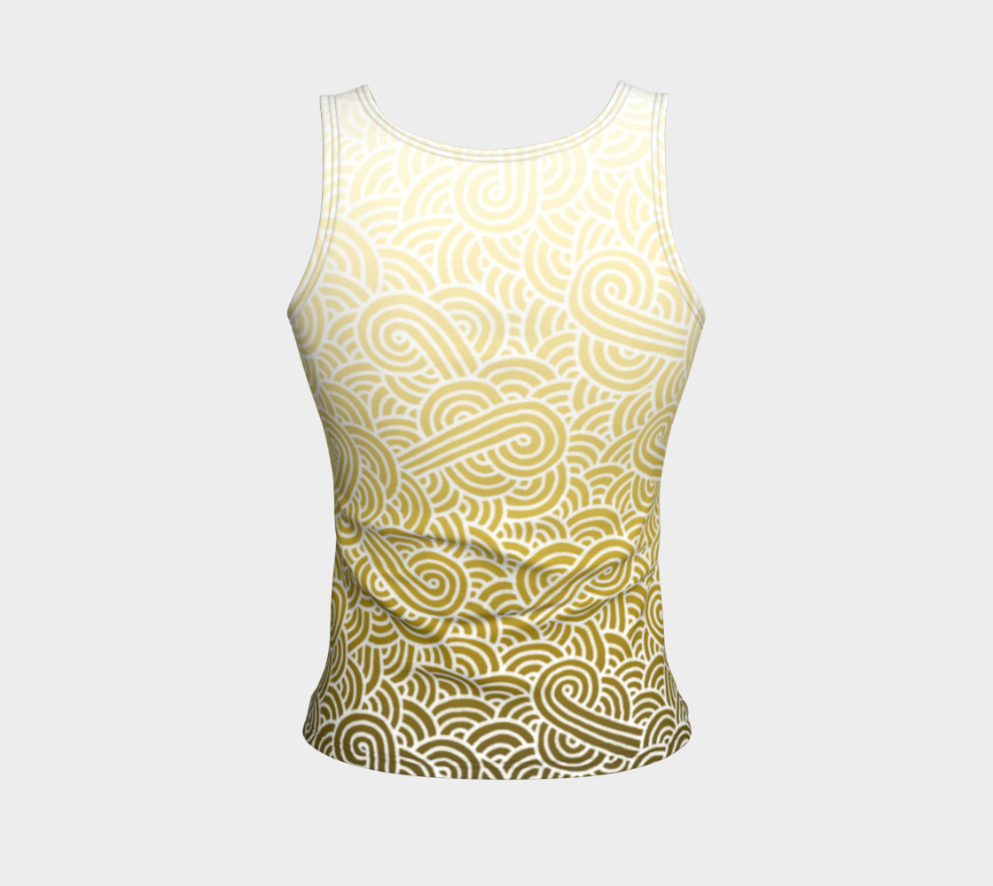 Ombre yellow and white swirls doodles Fitted Tank Top preview #2