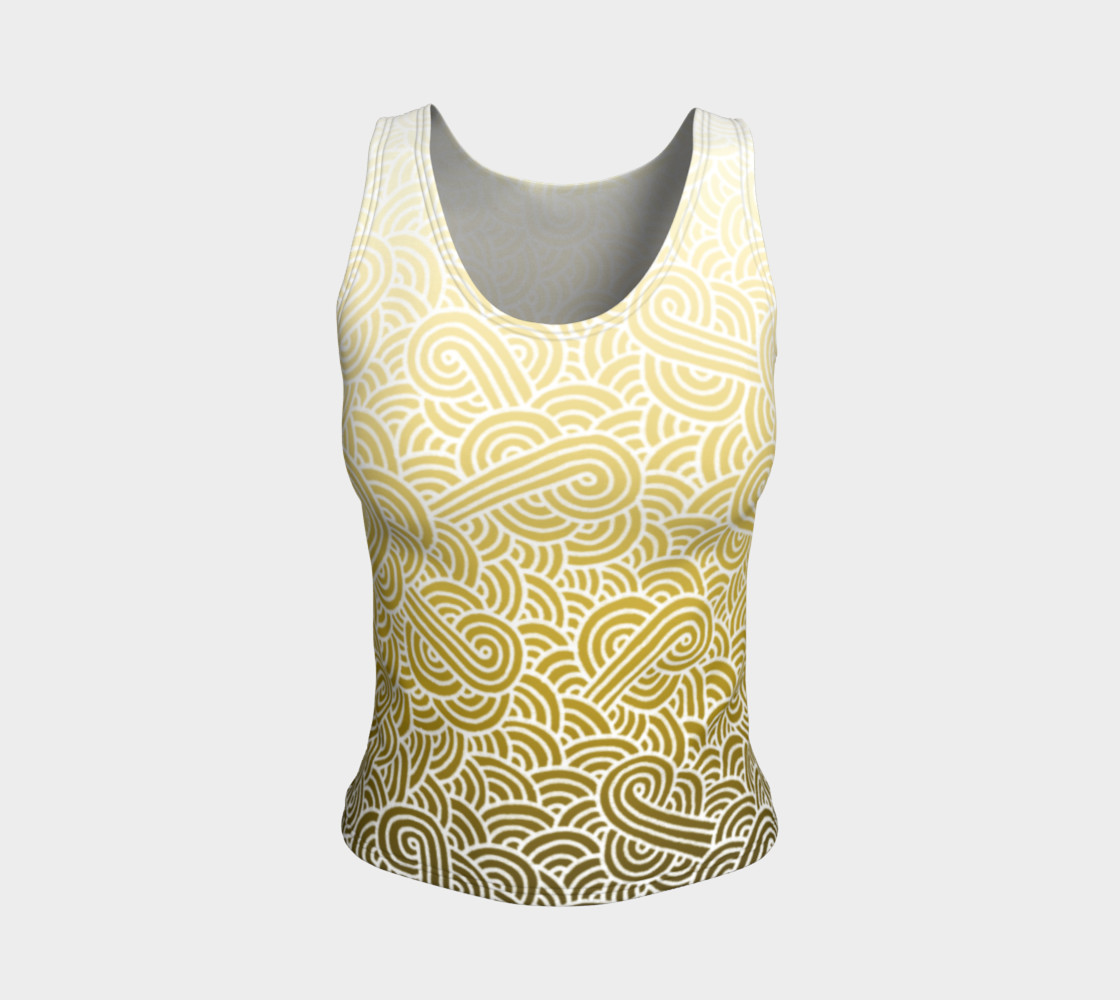 Ombre yellow and white swirls doodles Fitted Tank Top preview #1
