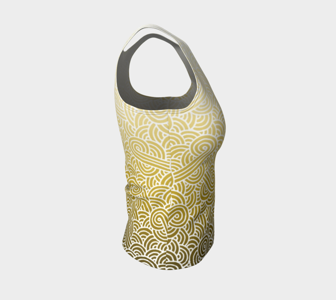 Ombre yellow and white swirls doodles Fitted Tank Top preview #4