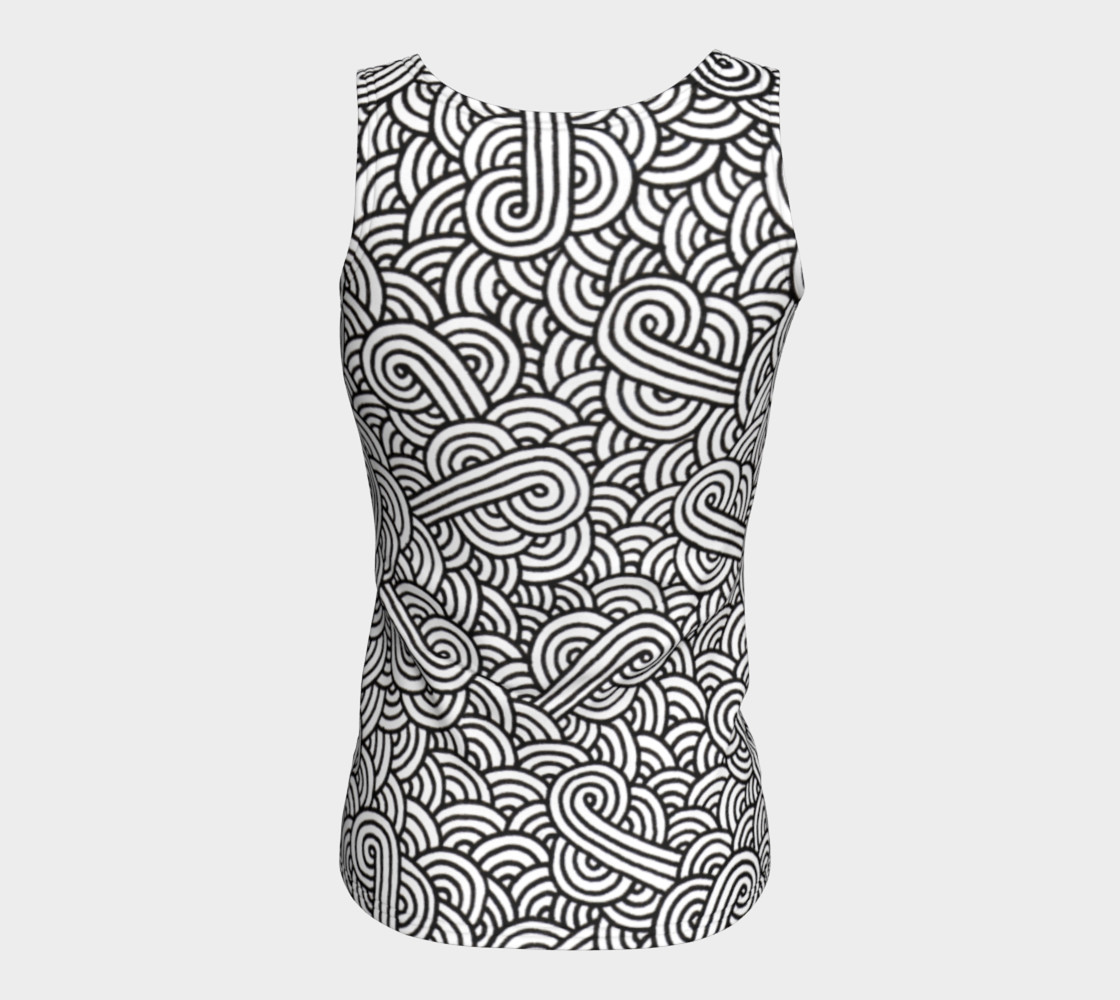 Aperçu de Black and white swirls doodles Fitted Tank Top #6