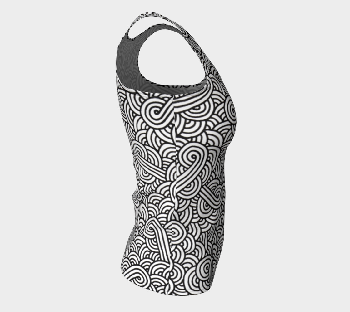 Aperçu de Black and white swirls doodles Fitted Tank Top #8