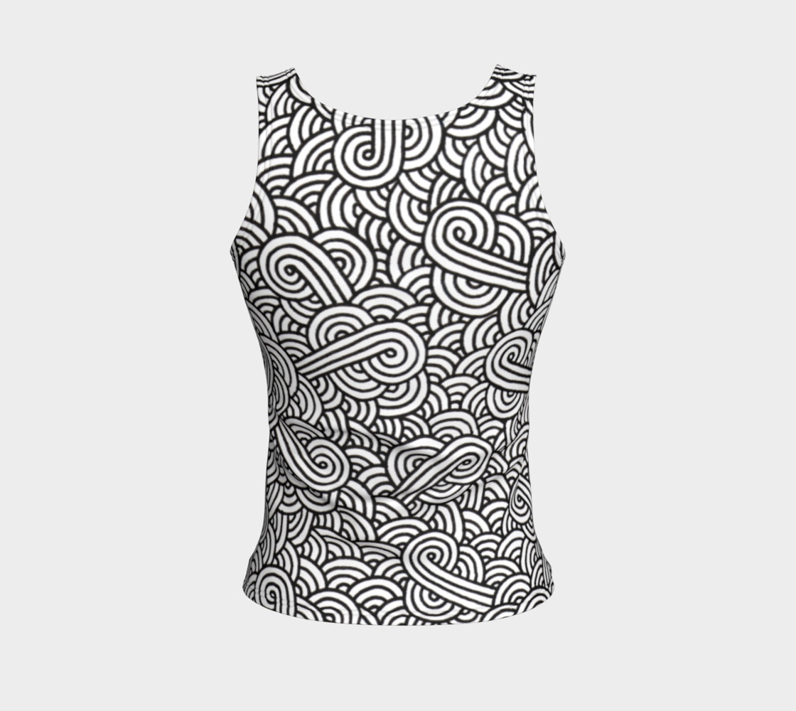 Aperçu de Black and white swirls doodles Fitted Tank Top #2