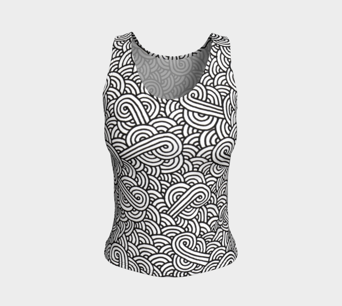 Aperçu de Black and white swirls doodles Fitted Tank Top #1