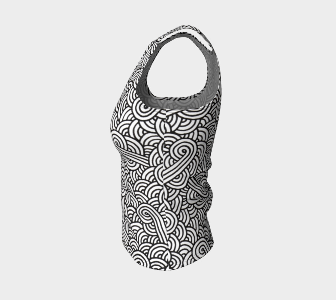 Aperçu de Black and white swirls doodles Fitted Tank Top #3
