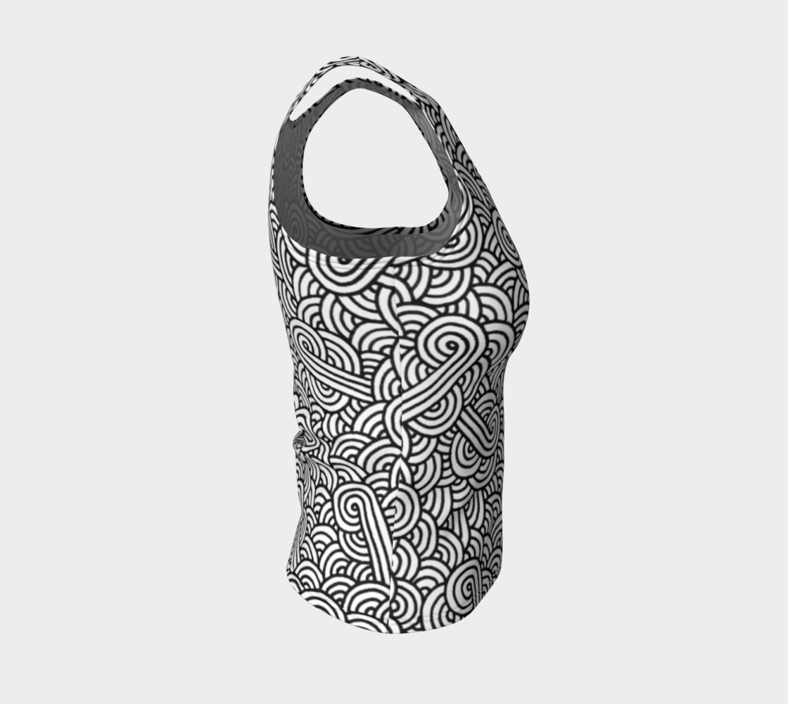 Aperçu de Black and white swirls doodles Fitted Tank Top #4