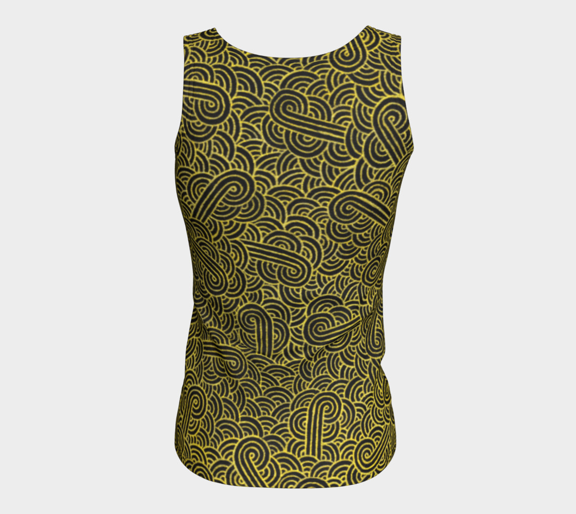 Faux gold and black swirls doodles Fitted Tank Top preview #6