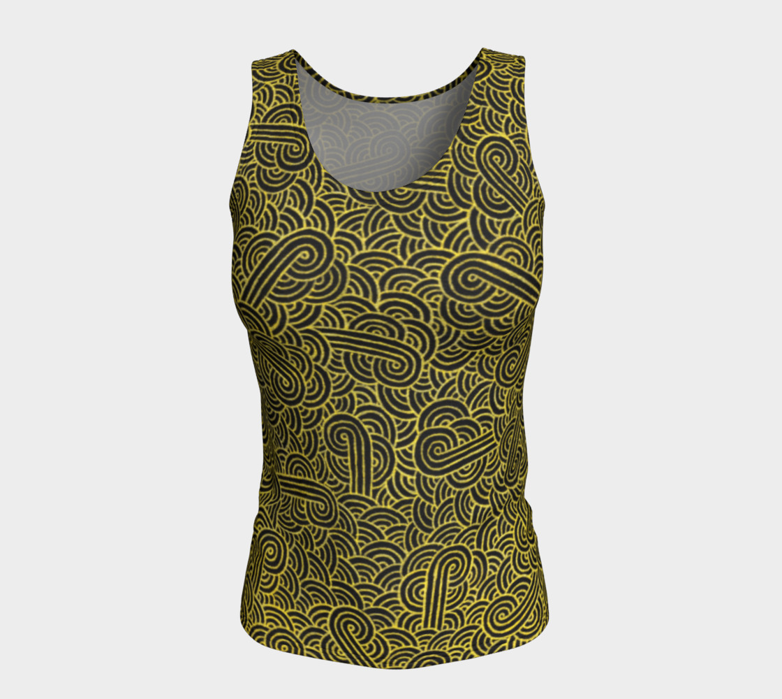 Faux gold and black swirls doodles Fitted Tank Top preview #5