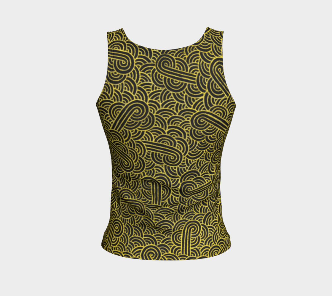 Faux gold and black swirls doodles Fitted Tank Top preview #2