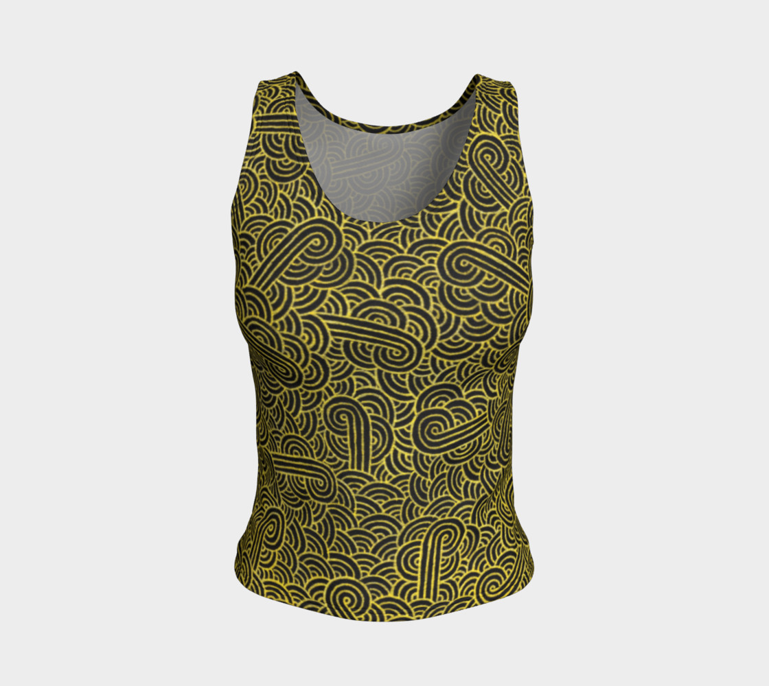 Faux gold and black swirls doodles Fitted Tank Top preview #1