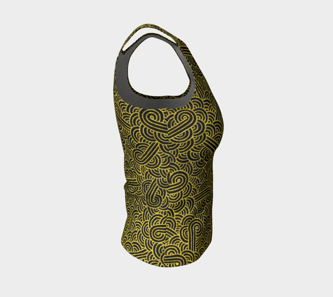 Faux gold and black swirls doodles Fitted Tank Top preview #4