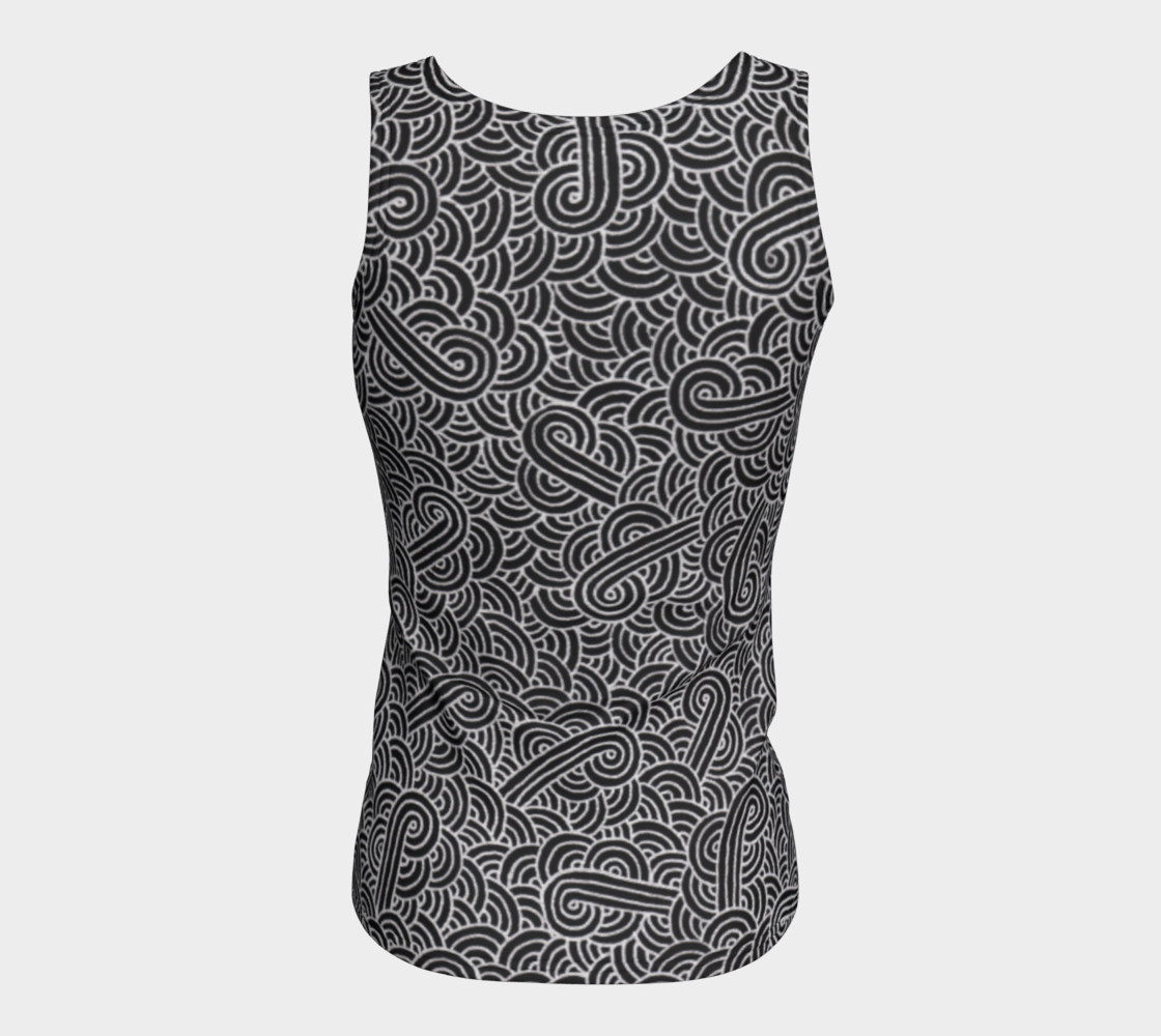 Faux silver and black swirls doodles Fitted Tank Top preview #6