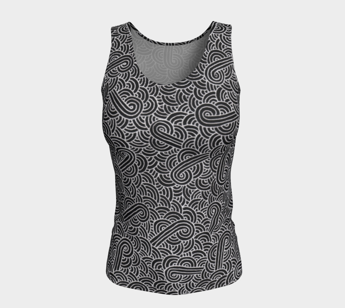 Faux silver and black swirls doodles Fitted Tank Top preview #5
