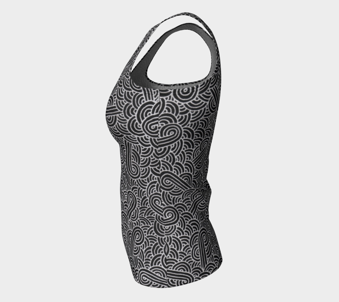 Faux silver and black swirls doodles Fitted Tank Top preview #7