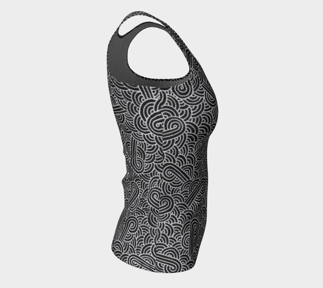 Faux silver and black swirls doodles Fitted Tank Top preview #8