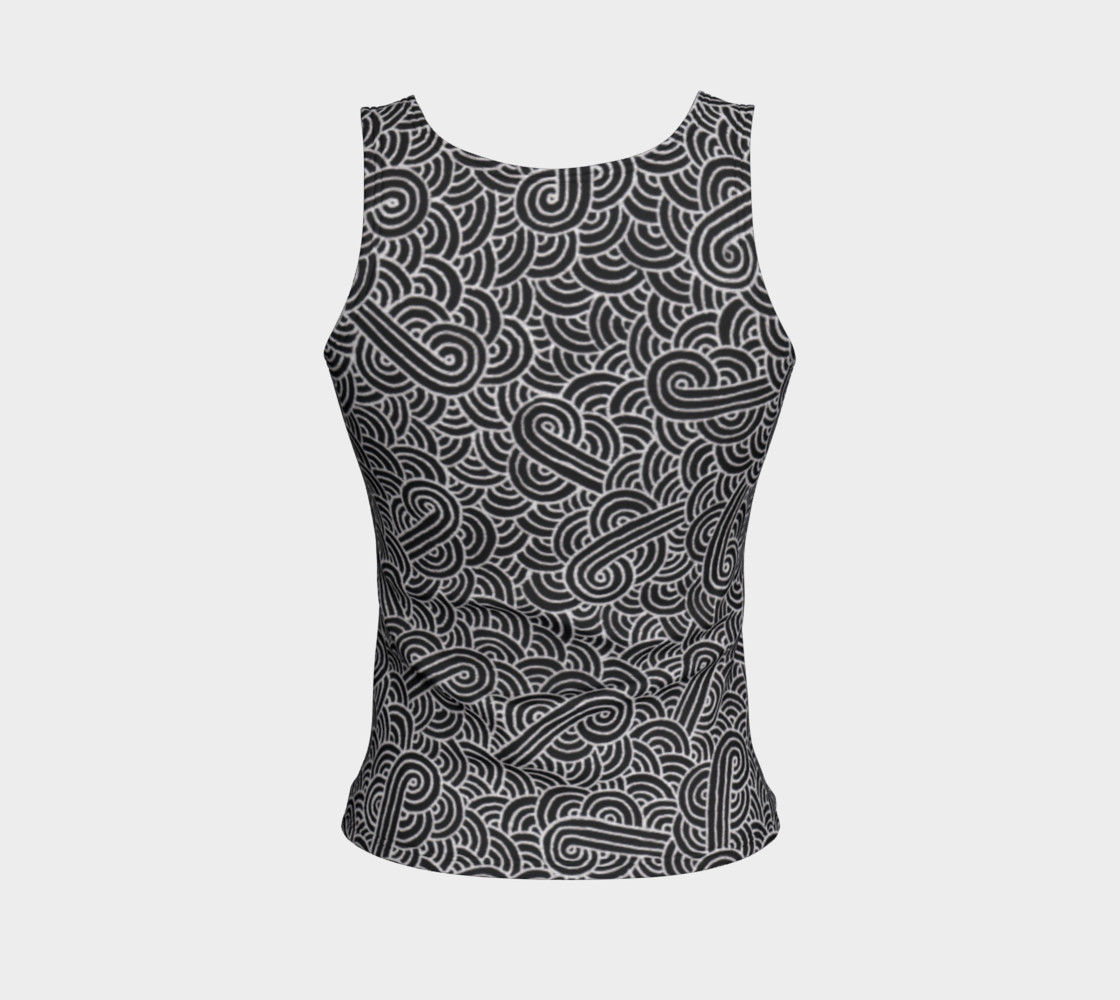 Faux silver and black swirls doodles Fitted Tank Top preview #2