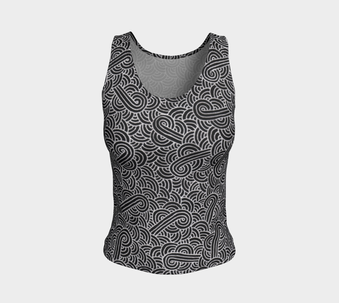 Faux silver and black swirls doodles Fitted Tank Top preview #1