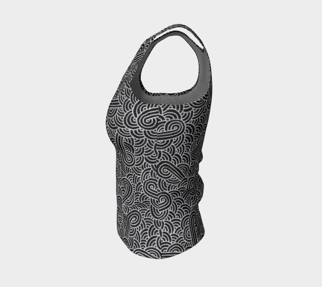 Faux silver and black swirls doodles Fitted Tank Top preview #3