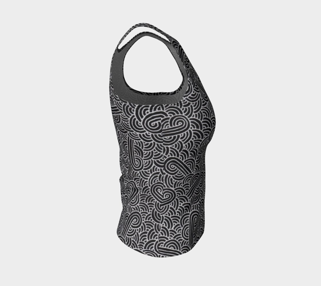 Faux silver and black swirls doodles Fitted Tank Top preview #4