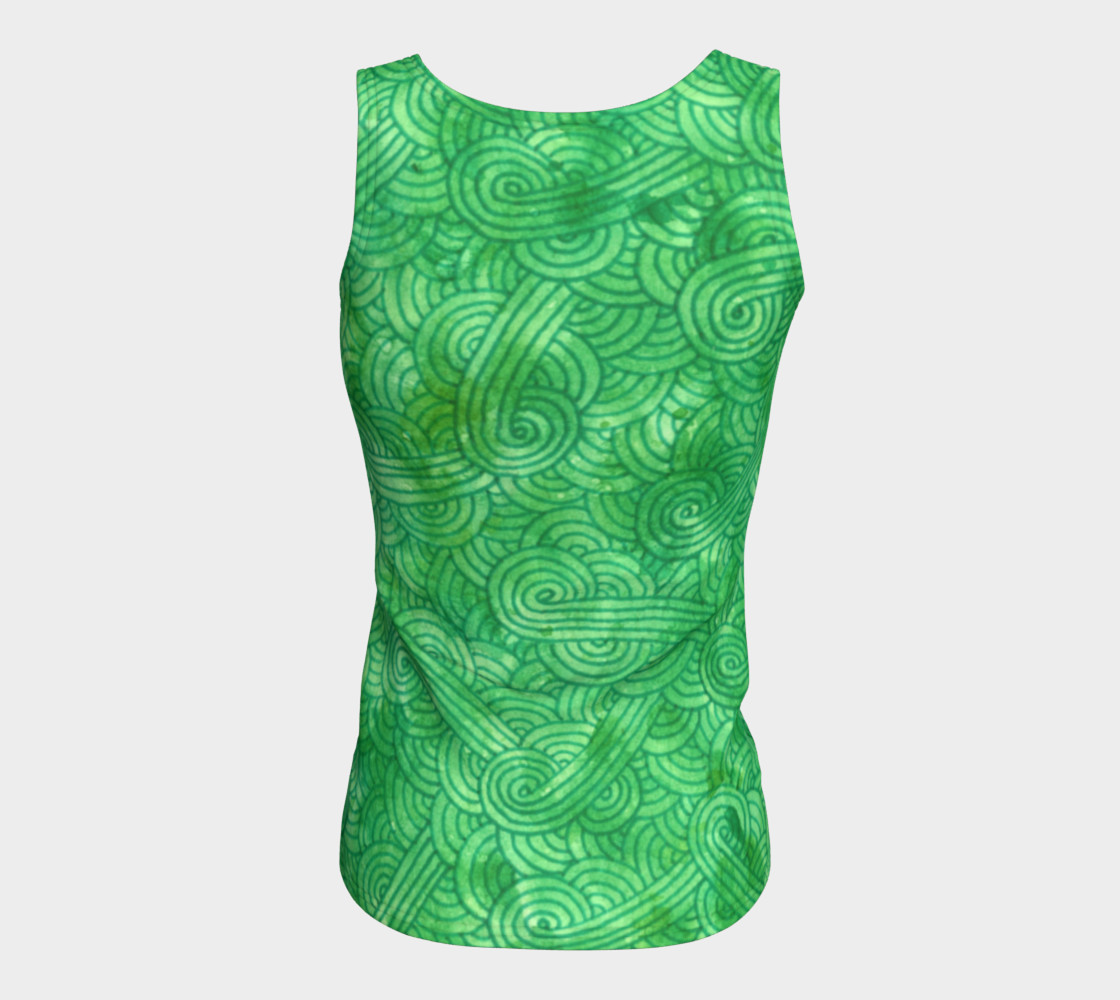 Green swirls doodles Fitted Tank Top preview #6