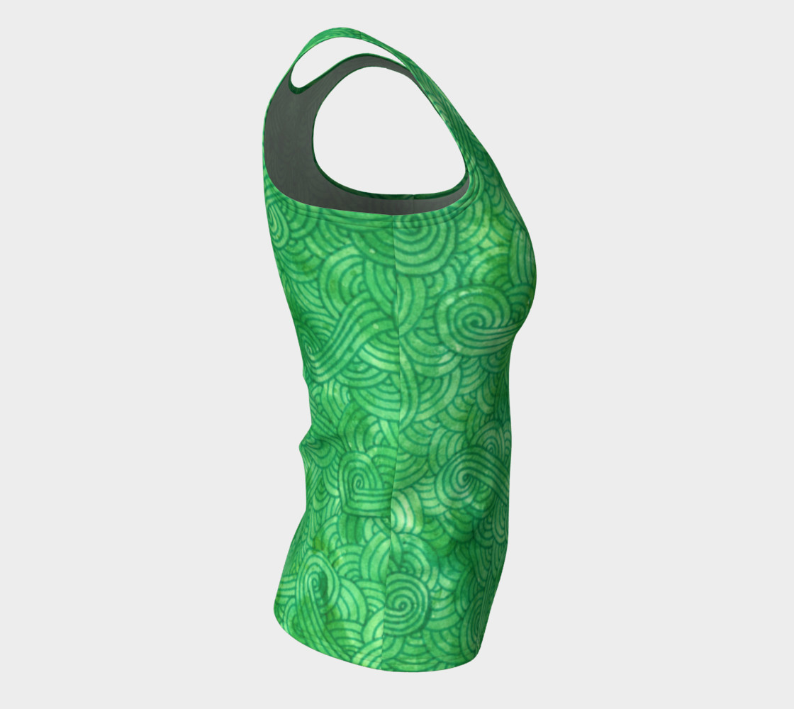 Green swirls doodles Fitted Tank Top thumbnail #9