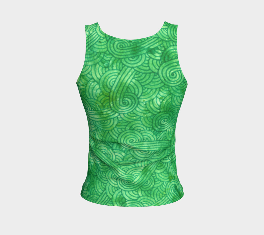 Green swirls doodles Fitted Tank Top preview #2