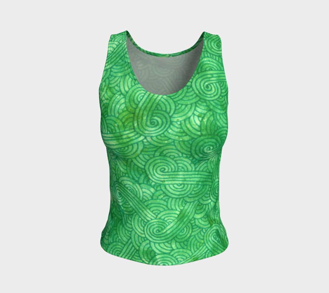 Green swirls doodles Fitted Tank Top preview #1