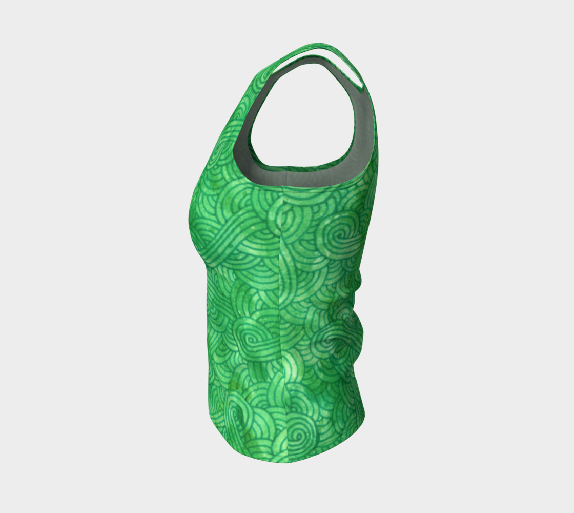 Green swirls doodles Fitted Tank Top preview #3