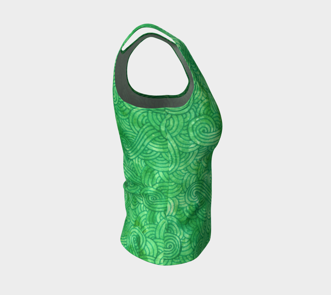 Green swirls doodles Fitted Tank Top preview #4