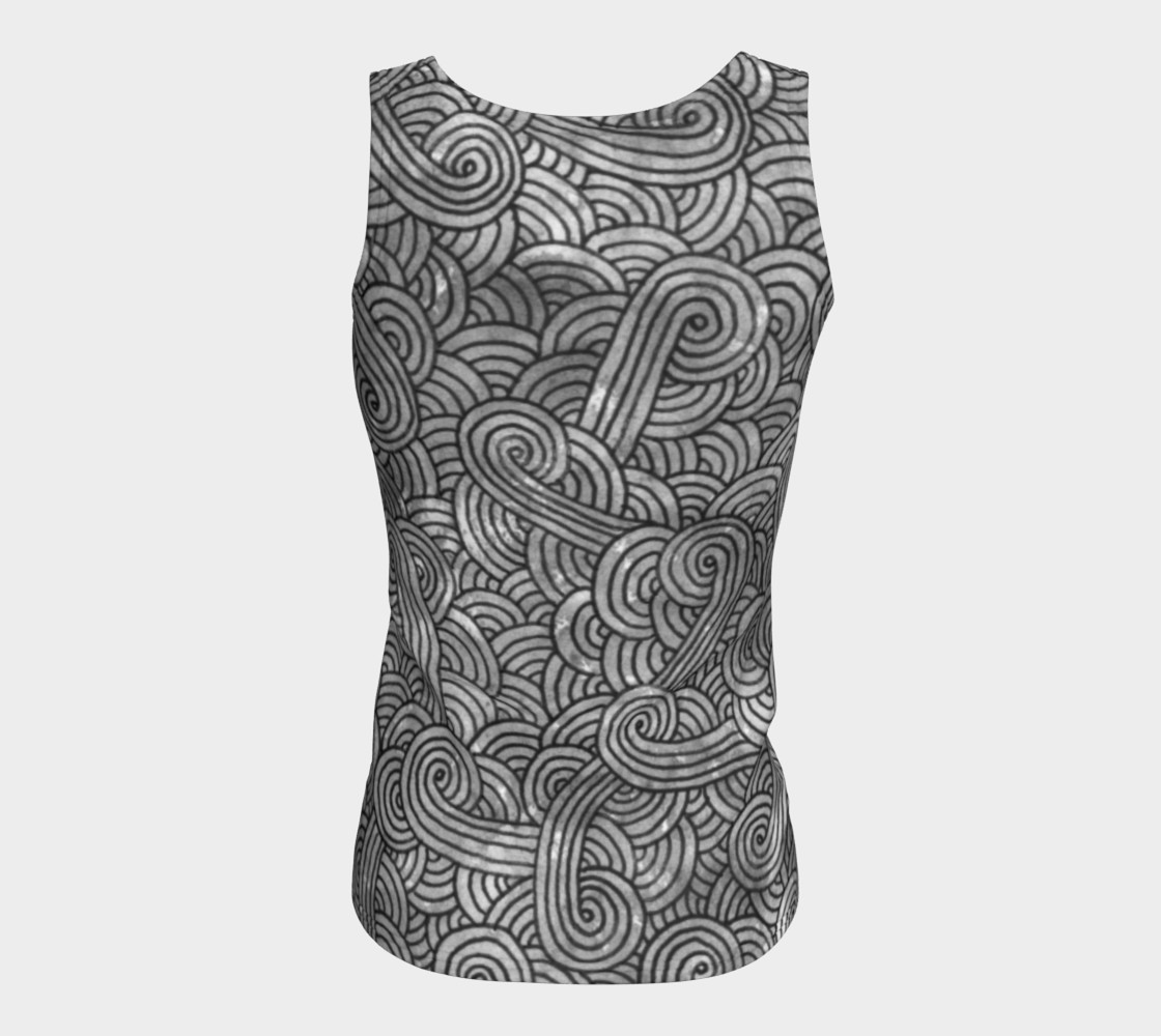 Aperçu de Grey and black swirls doodles Fitted Tank Top #6