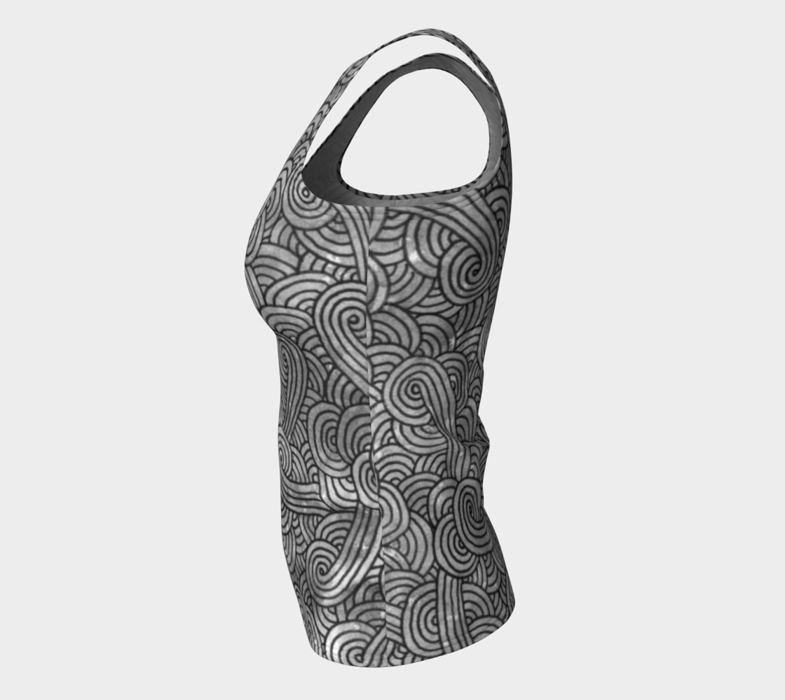 Aperçu de Grey and black swirls doodles Fitted Tank Top #7