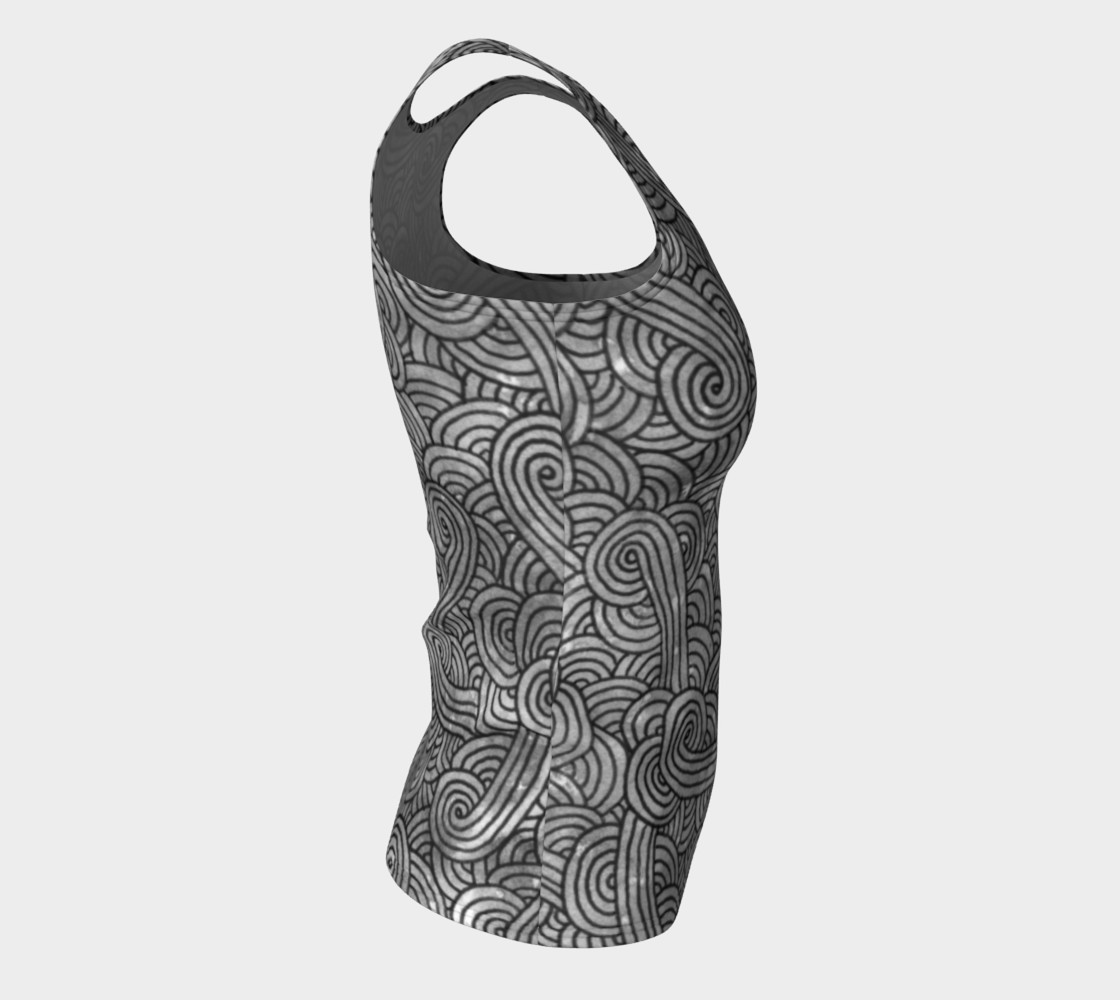 Aperçu de Grey and black swirls doodles Fitted Tank Top #8