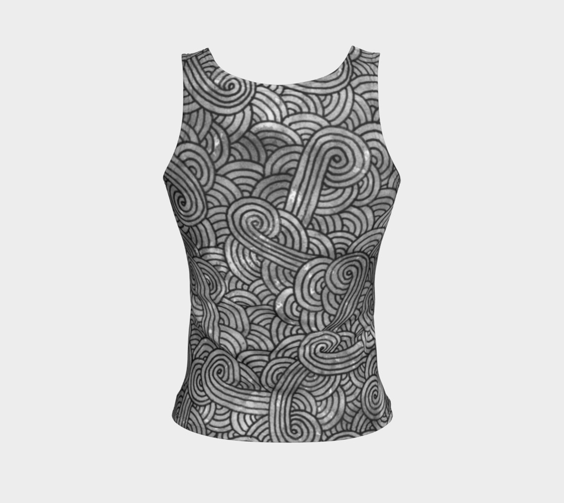 Aperçu de Grey and black swirls doodles Fitted Tank Top #2