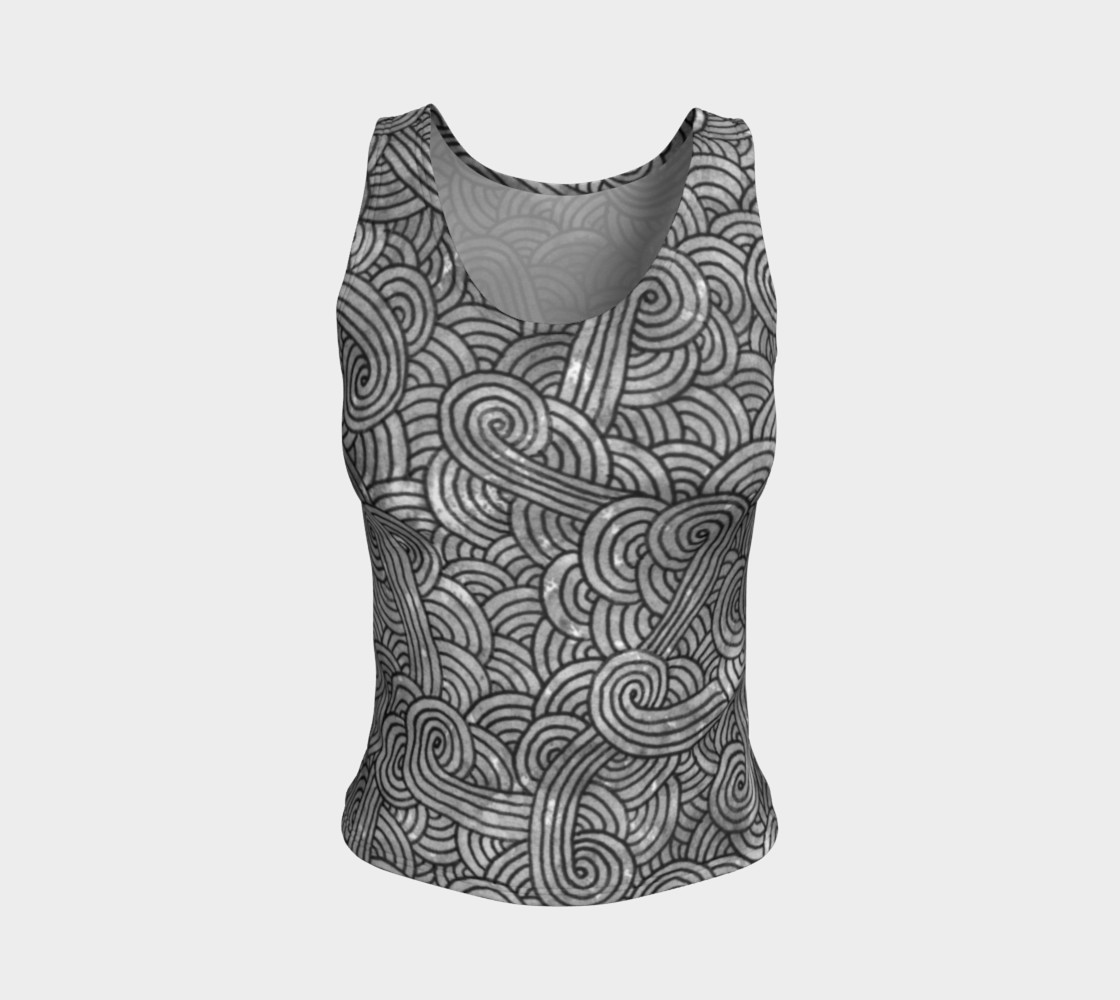 Aperçu de Grey and black swirls doodles Fitted Tank Top #1