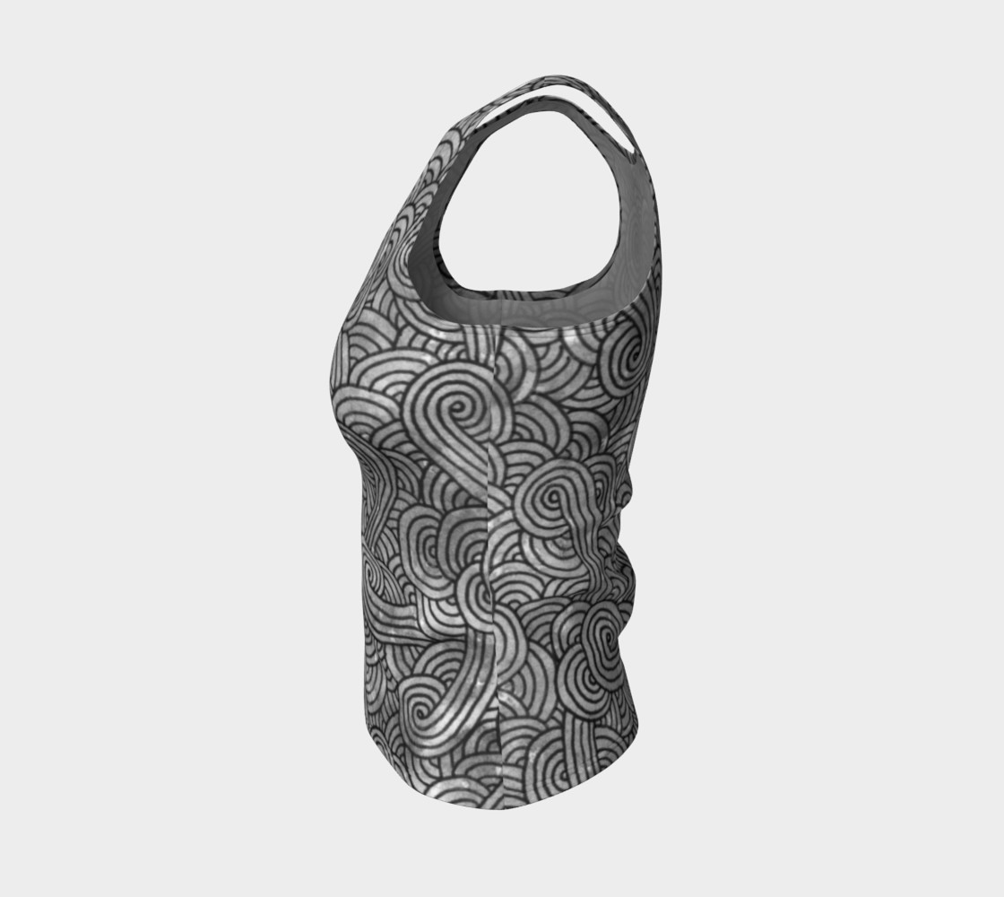 Aperçu de Grey and black swirls doodles Fitted Tank Top #3