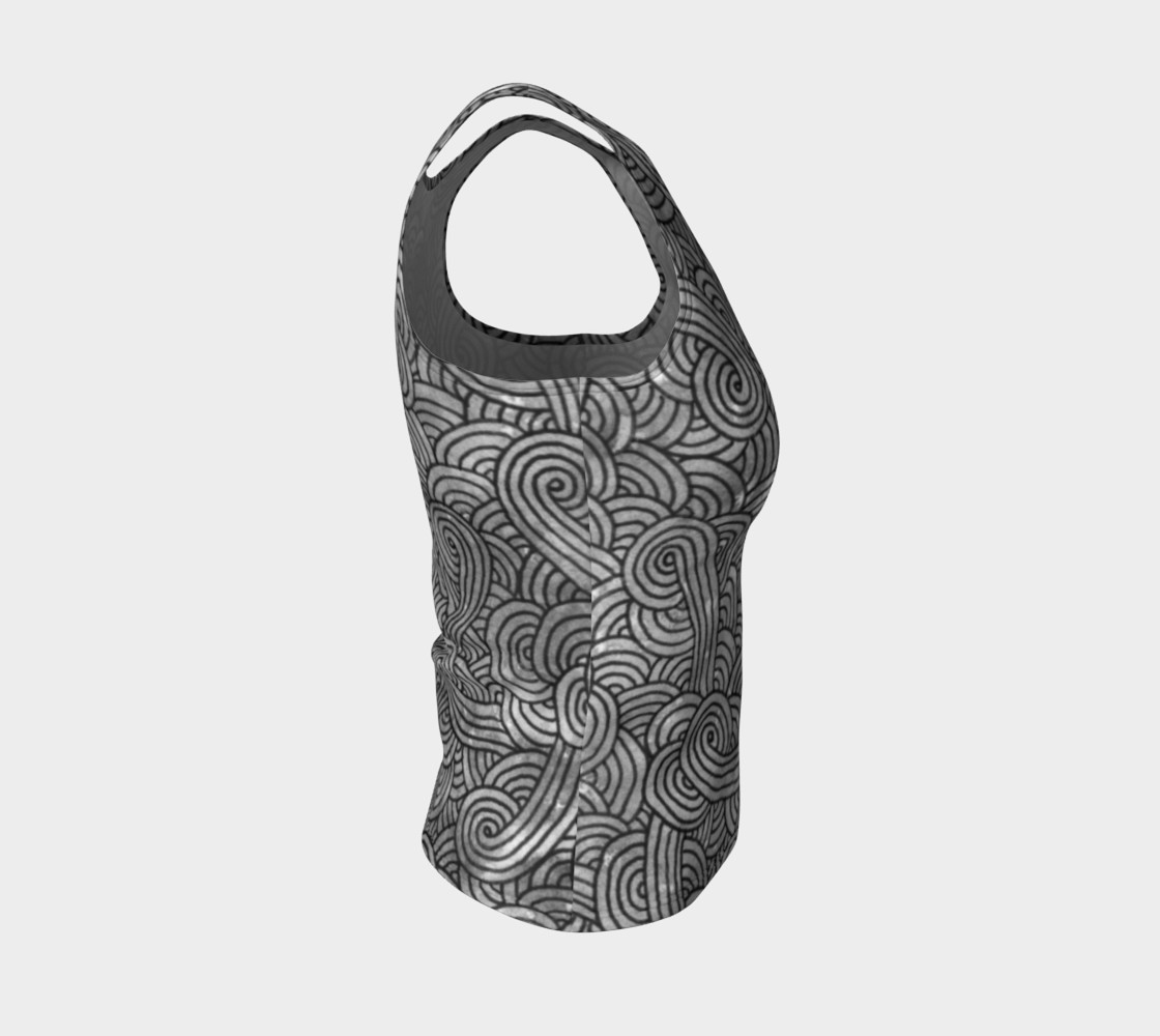 Aperçu de Grey and black swirls doodles Fitted Tank Top #4