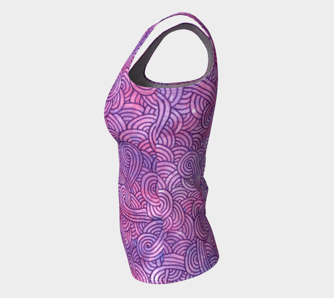 Neon purple and pink swirls doodles Fitted Tank Top preview #7