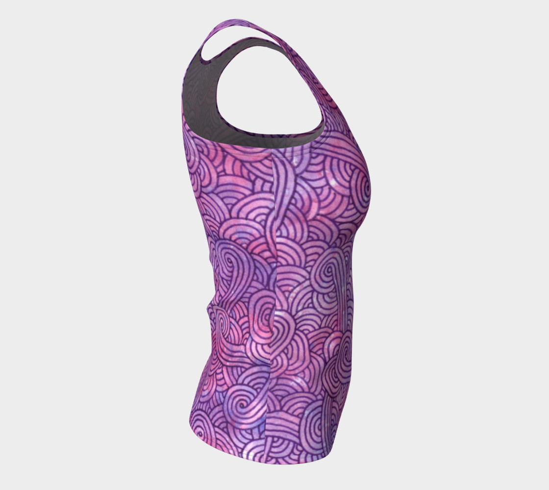 Neon purple and pink swirls doodles Fitted Tank Top preview #8