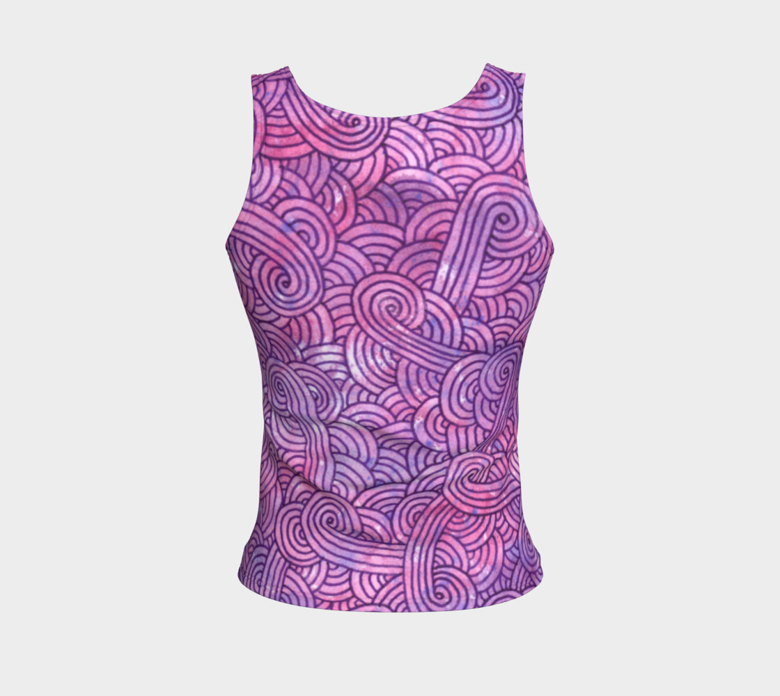 Neon purple and pink swirls doodles Fitted Tank Top preview #2