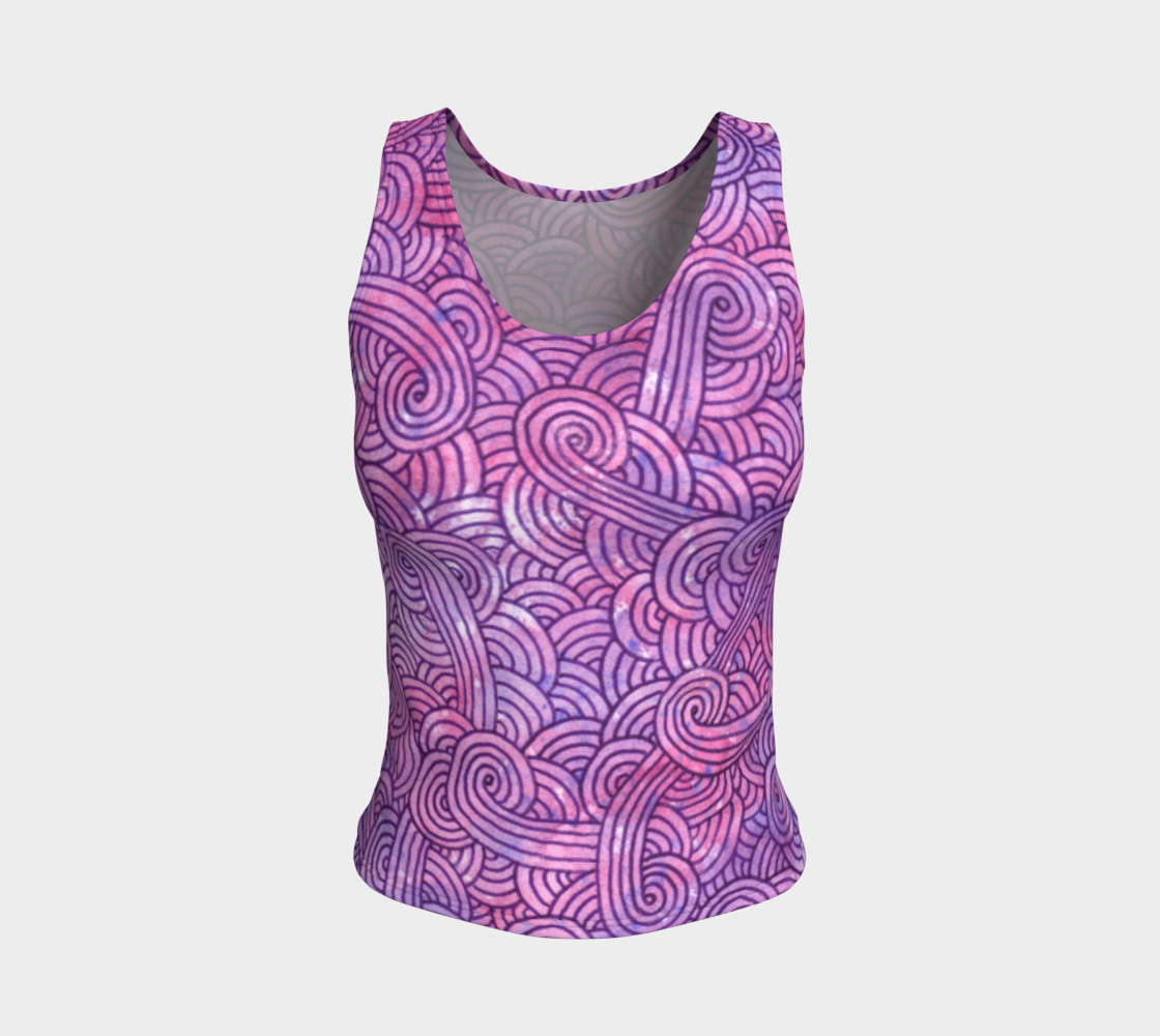 Neon purple and pink swirls doodles Fitted Tank Top preview #1