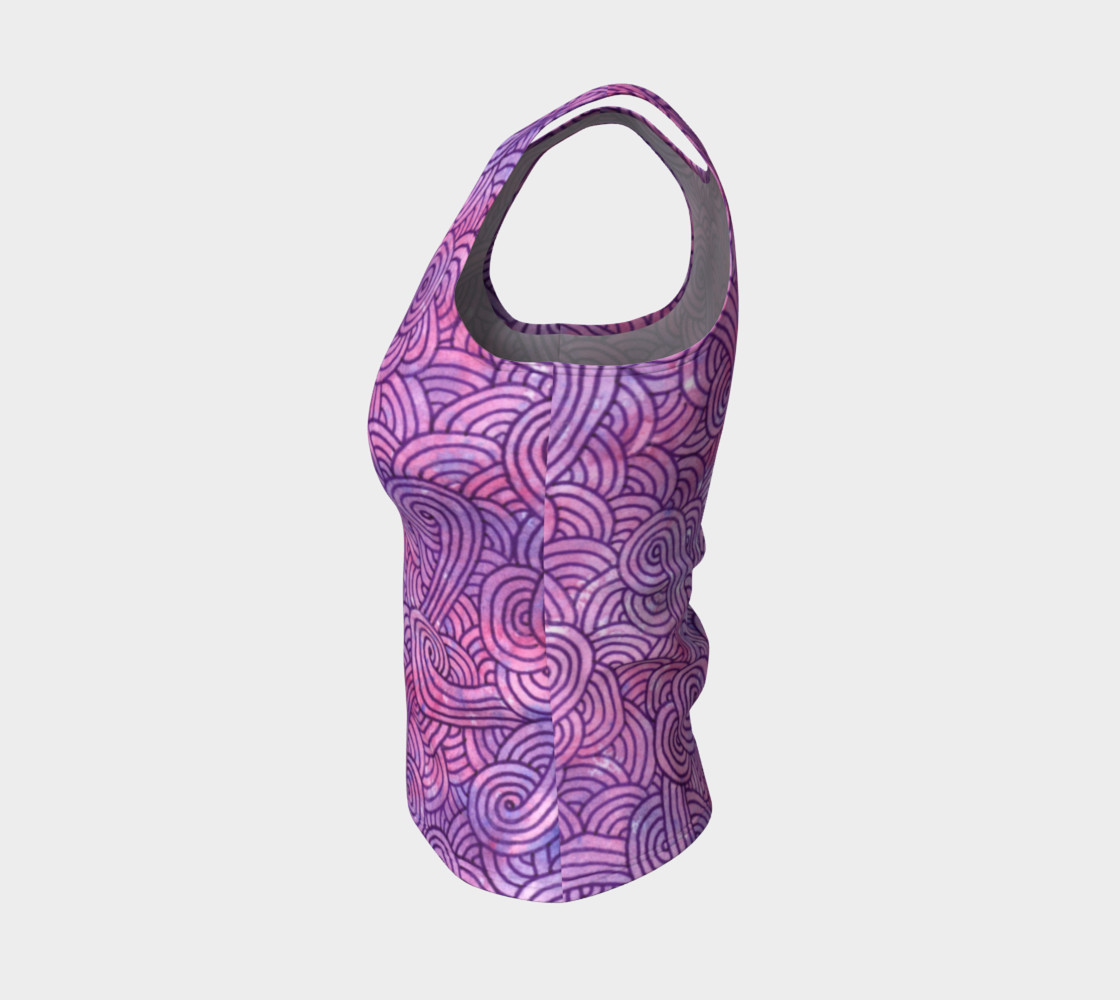 Neon purple and pink swirls doodles Fitted Tank Top preview #3