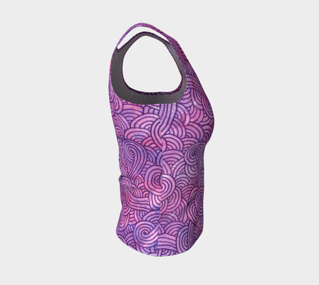 Neon purple and pink swirls doodles Fitted Tank Top preview #4