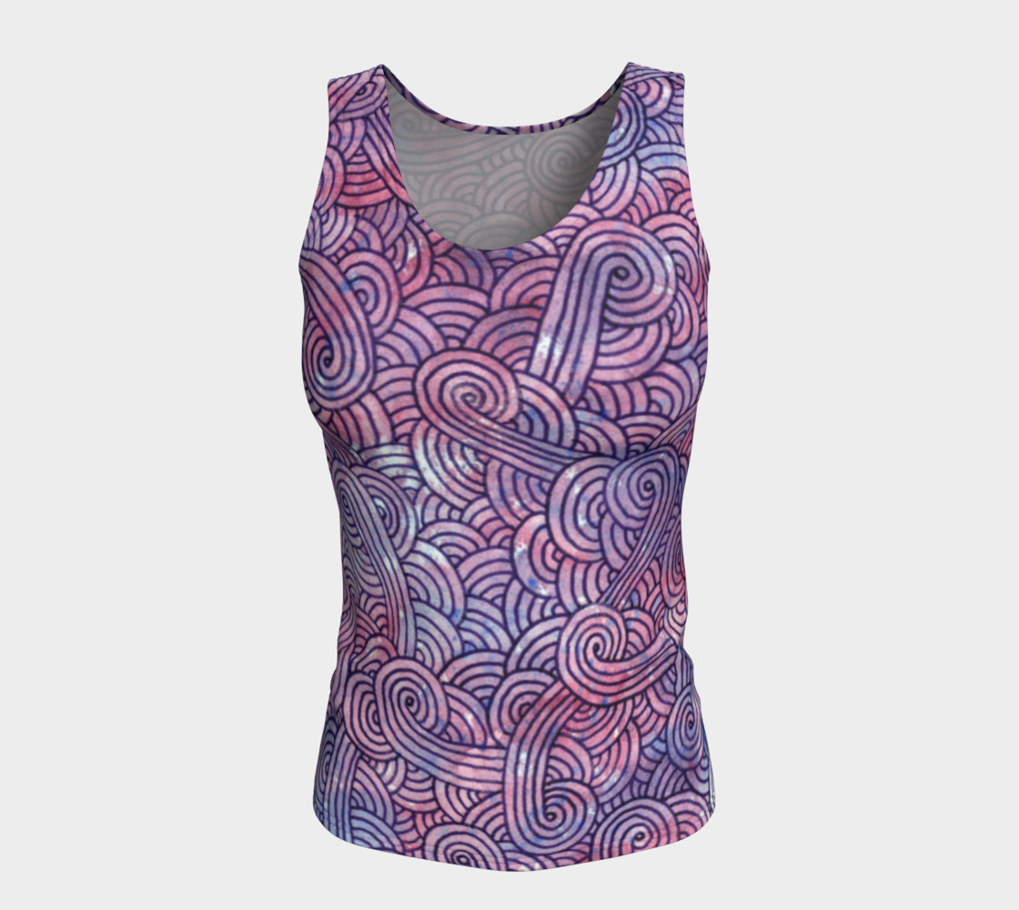 Purple swirls doodles Fitted Tank Top preview #5