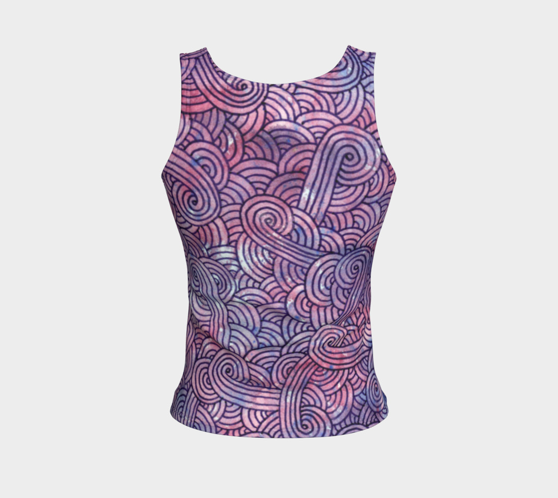 Purple swirls doodles Fitted Tank Top thumbnail #3