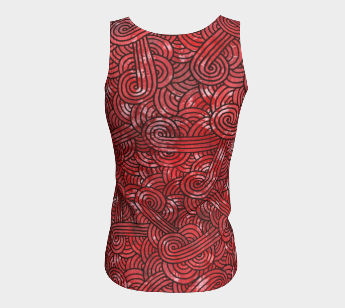 Red and black swirls doodles Fitted Tank Top preview #6