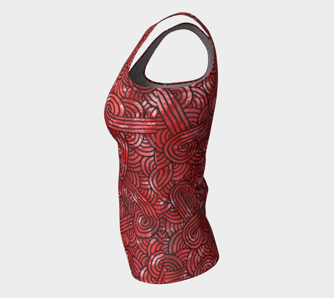 Red and black swirls doodles Fitted Tank Top preview #7