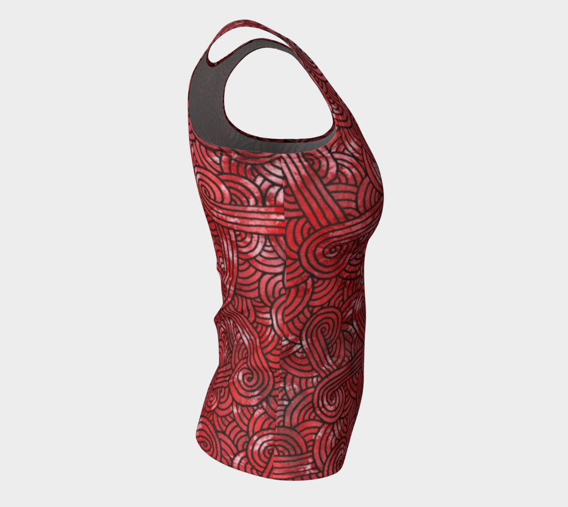 Red and black swirls doodles Fitted Tank Top preview #8