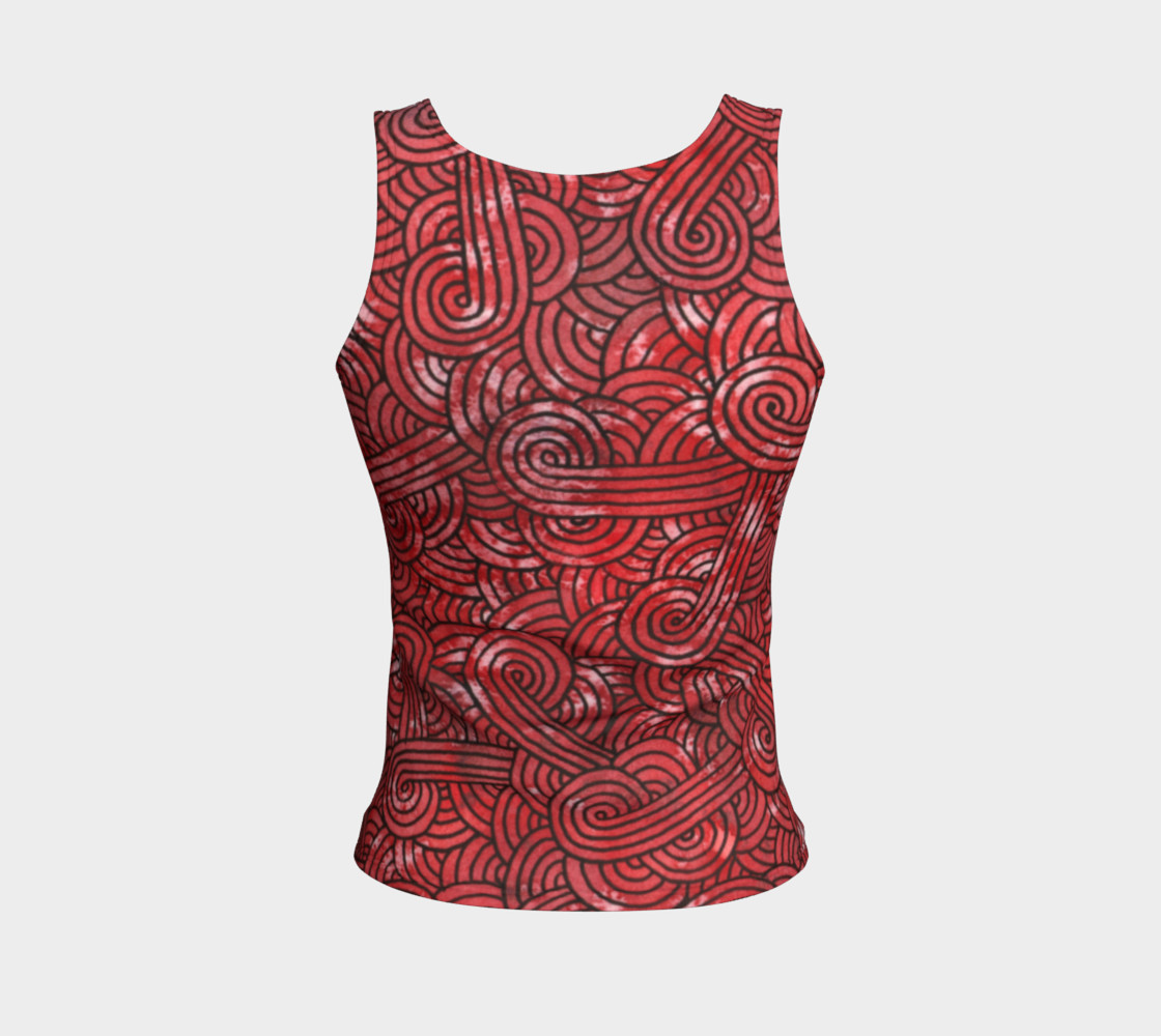 Red and black swirls doodles Fitted Tank Top preview #2