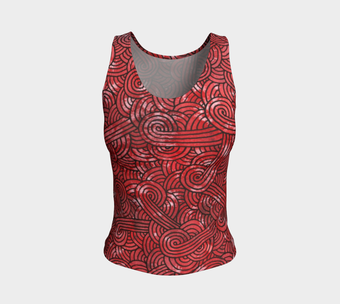 Red and black swirls doodles Fitted Tank Top preview #1